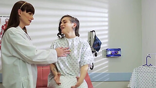 Stunning ts doctor Natalie Mars cock examines her patient