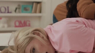 Aroused TS caught by her roommates jerking off her shecock