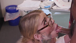 Dillon Diaz gets anal sex from tattoed TS boss Gracie Jane