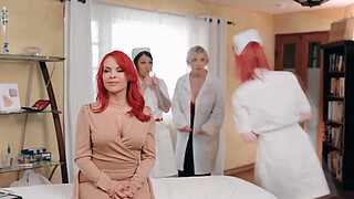 Busty milf having hot sex with these naughty transgender nurses