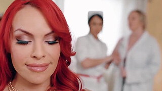 Hot sex with these naughty transgender nurses and milf