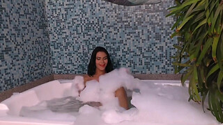 Sexy Tranny Agatha Melo Emerges from Her Bubble Bath to Display Her Hot Body