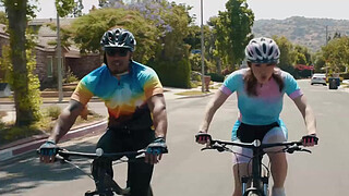 Emma Rose and King Noire work up a sweat riding their bikes and fucking