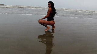 Couple takes trans to the beach to have sex in public