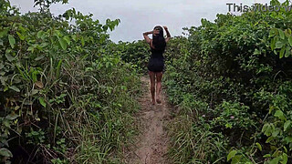 Couple takes trans to the beach to have sex in public