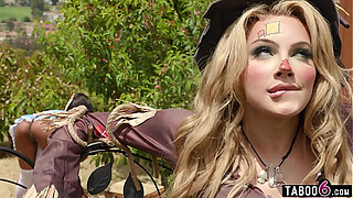 Farm owner tag teamed in a threesome by two sexy shemales