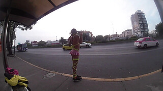 I stood on a corner in Tlalpan with a miniskirt TRANNY PUBLIC WHORE