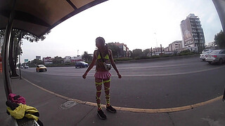 I stood on a corner in Tlalpan with a miniskirt TRANNY PUBLIC WHORE