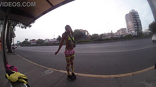 I stood on a corner in Tlalpan with a miniskirt TRANNY PUBLIC WHORE