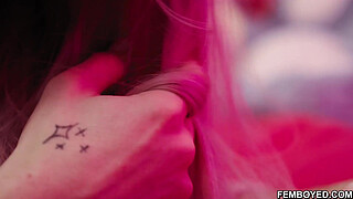 Femboy Cyrus Star rides her boyfriends cock