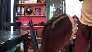 Femboy gets ass fucked on the living room table