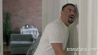 Redhead Bratty Tranny Ass Fucks Her New Stepdad