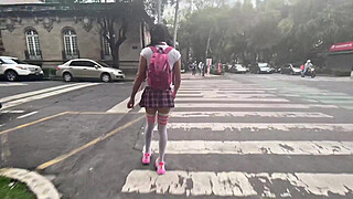 With roller skates I pushed this whore teen I found on the street