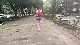 With roller skates I pushed this whore teen I found on the street