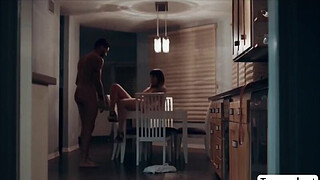 Horny Guy fucks her Hot TBabe Stepsister Kate Zoha on the table