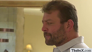 The big tits shemale grabs his big cock to deepthroat blowjob then stretches her big asshole for a rimjob and doggystyle anal bareback and missionary.