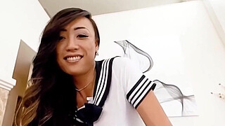 Horny Asian Shemale Schoolgirl in POV