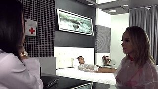 TS Nurse Nataly Souza and Her Colleague Have a 3some with The Patient